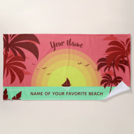 Toalha de praia de texto personalizado da Beach Il