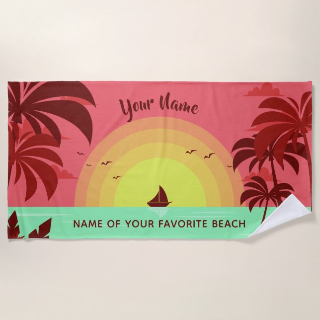 Toalha de praia de texto personalizado da Beach Il (Frente)