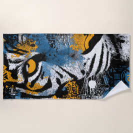 Toalha de Praia de Tigre – Arte Gráfica Amarela Az
