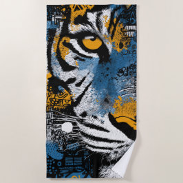 Toalha de Praia de Tigre – Arte Gráfica Amarela Az