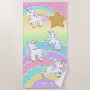 Toalha De Praia 🦄 de Unicórnios Magnéticos Coloridos