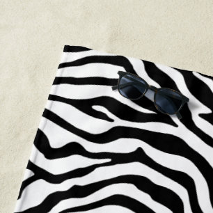 Toalha de praia de zebra branca e negra