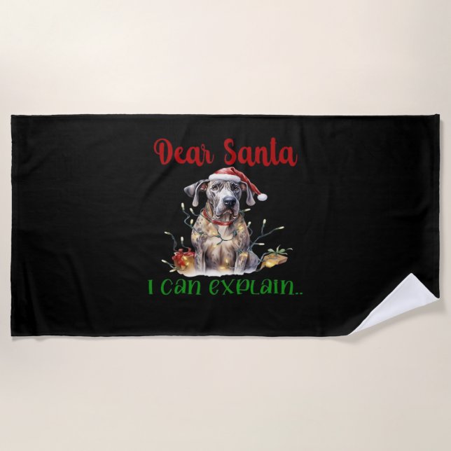 Toalha De Praia Dear Santa I Can Explain Great Dane Essential T-Sh (Frente)
