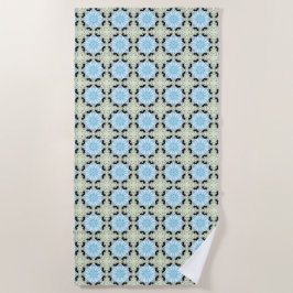 Toalha De Praia Decorative blue and cream floral patterned