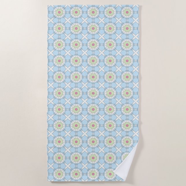 Toalha De Praia Decorative pastel blue geometric patterned  (Frente)