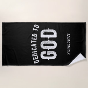 TOALHA DE PRAIA DEDICADO A DEUS TEXTO BRANCO LEGAL PERSONALIZÁVEL