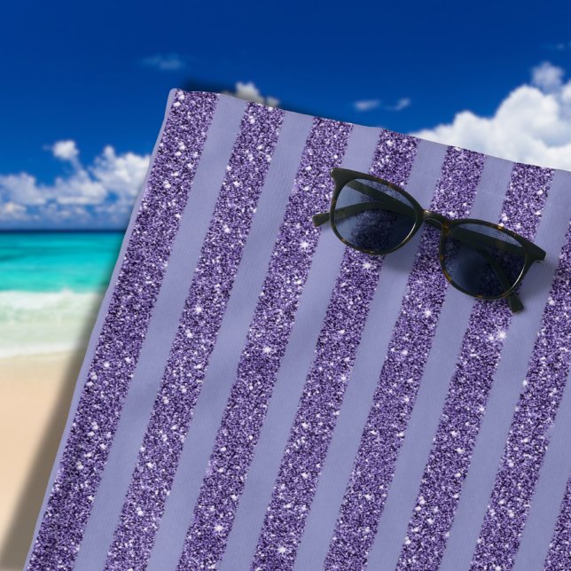Toalha De Praia Deep Amethyst Glitter Style Horizontal Stripes  (Criador carregado)