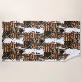Toalha De Praia Deer, Buck Season USA Flag
