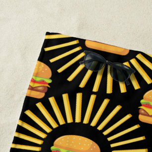 Toalha De Praia Delicioso hamburguer com batatas fritas