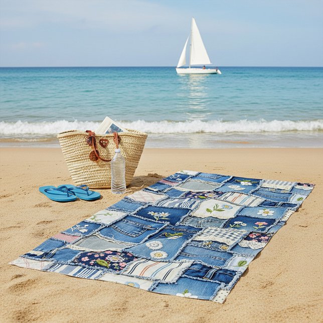 Toalha De Praia Denim Patchwork (Criador carregado)