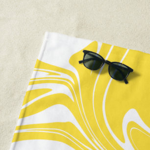 Toalha De Praia Derramar - Amarelo limão e branco