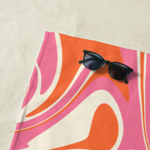 Toalha De Praia Derramar - Rosa, Laranja e Creme