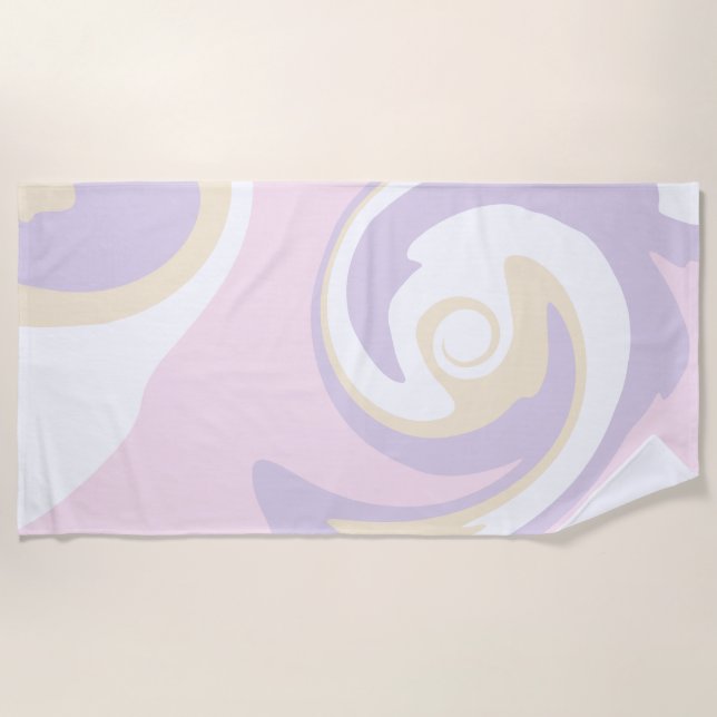 Toalha De Praia Derramar - Rosa Pastel, Amarelo e Roxo (Frente)