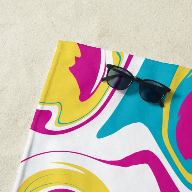 Toalha De Praia Derramar - Turquesa, Amarelo, Rosa e Branco (In Situ)