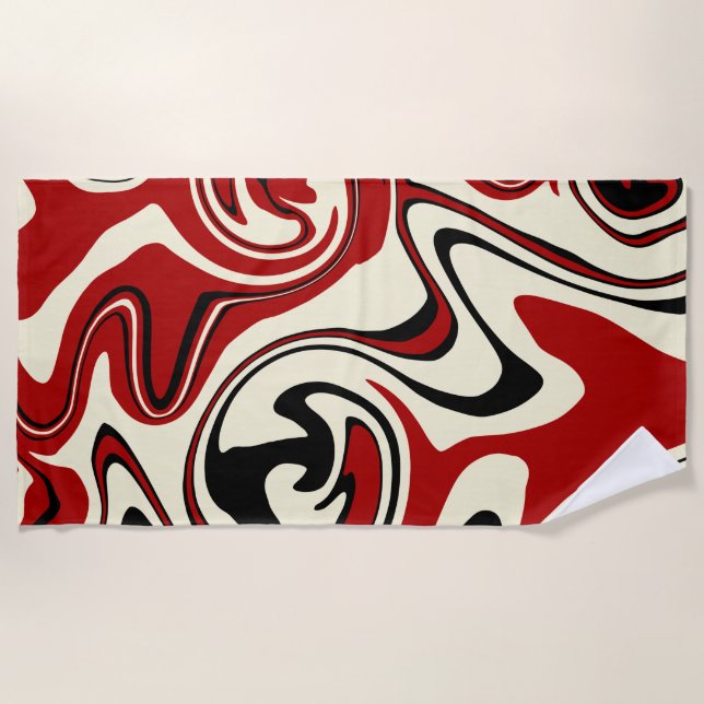 Toalha De Praia Derramar - Vermelho e Creme (Frente)
