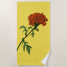 Toalha De Praia Desenho de Tinta da Flor Marigold Francês