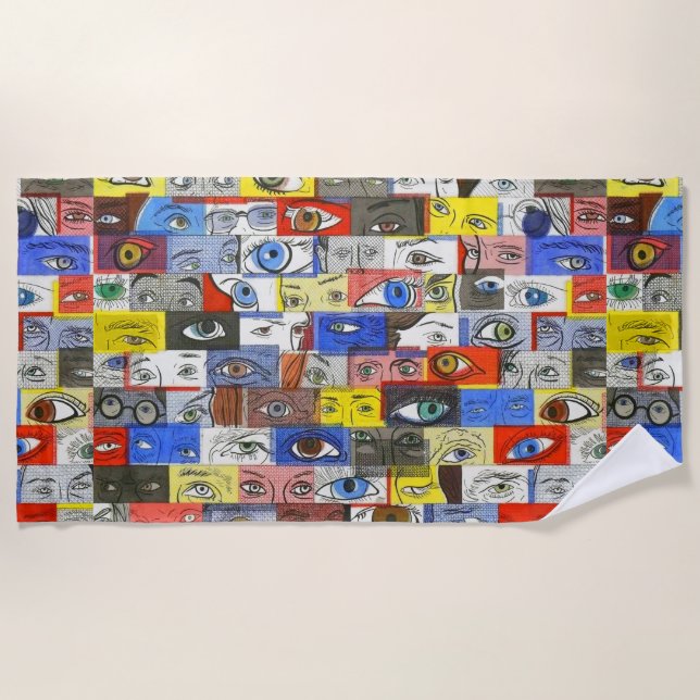 Toalha De Praia Desenho Legal de globos oculares (Frente)