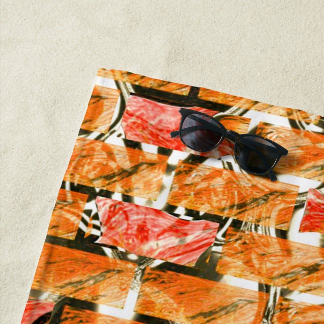 Toalha De Praia Desenho no estilo tijolos com tom de brilho (In Situ)