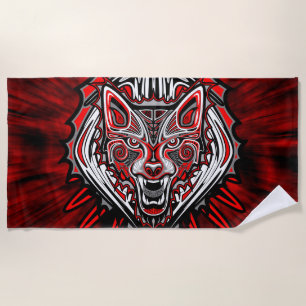 Toalha De Praia Desenho Totêmico Tribal Haida de Lobo