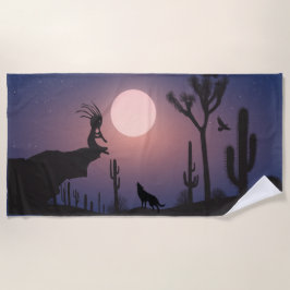 Toalha De Praia Desert Wolf Arizona Kokopelli Beach Towel