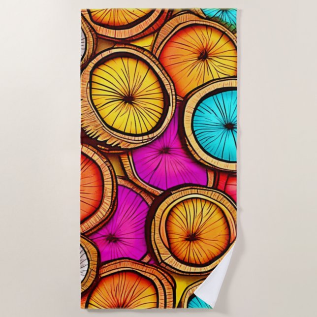 Toalha De Praia Design abstrato da fatia de coco vibrante (Frente)