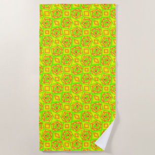 Toalha De Praia Design Abstrato Ombre Laranja Amarelo Verde Cítric