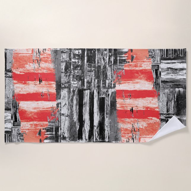 Toalha de Praia – Design Abstrato Pulso Vermelho (Frente)