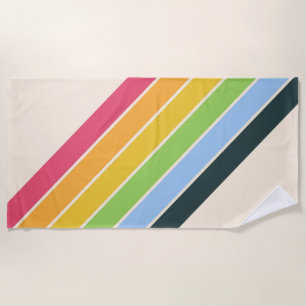 Toalha De Praia Design de 80s com faixas coloridas com striping 70