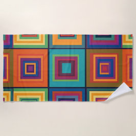 Toalha De Praia Design de Bloco Retroativo Colorido