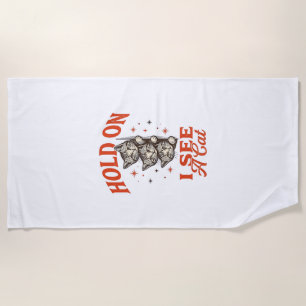 Toalha De Praia Design de Camisa Vintage Divertido Gato Segure-se