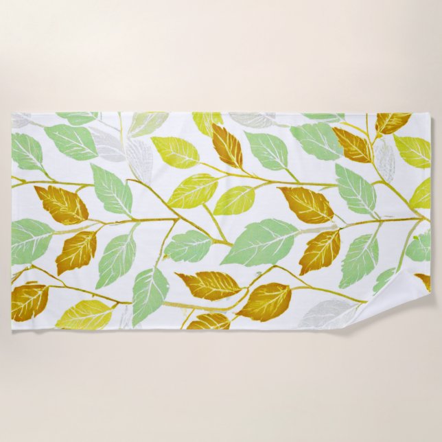 Toalha De Praia Design de Folha Elegante Inspirada na Natureza (Frente)