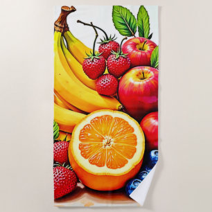 Toalha De Praia Design de Fruta de Delícia de Fresca Vibrante