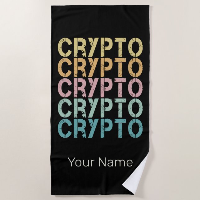 Toalha De Praia Design De Letra Retro De Criptomoeda (Frente)