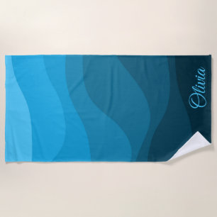 Toalha De Praia Design de ondas retrógradas de mar azul