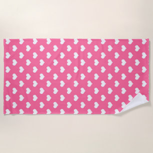 Toalha De Praia Design de Padrão de Coração de Amor Branco Rosa