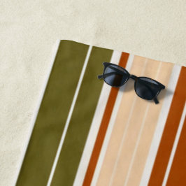 Toalha De Praia Design de padrão de listra em tom terroso moderno