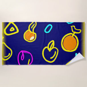 Toalha De Praia Design de Padrão Dinâmico do Neon Fruta