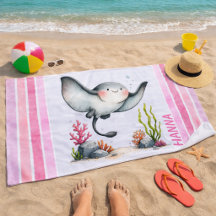 Design de Praia Infantil de Raia Cute Subaquática