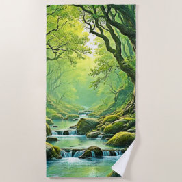 Toalha De Praia Design de Stream Florestal Encantado