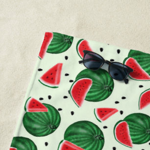 Toalha De Praia Design de Verão de melancia com fruta de aquarela