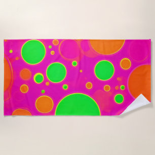 Toalha De Praia Design do círculo retrorreflector Neon Pink & Gree