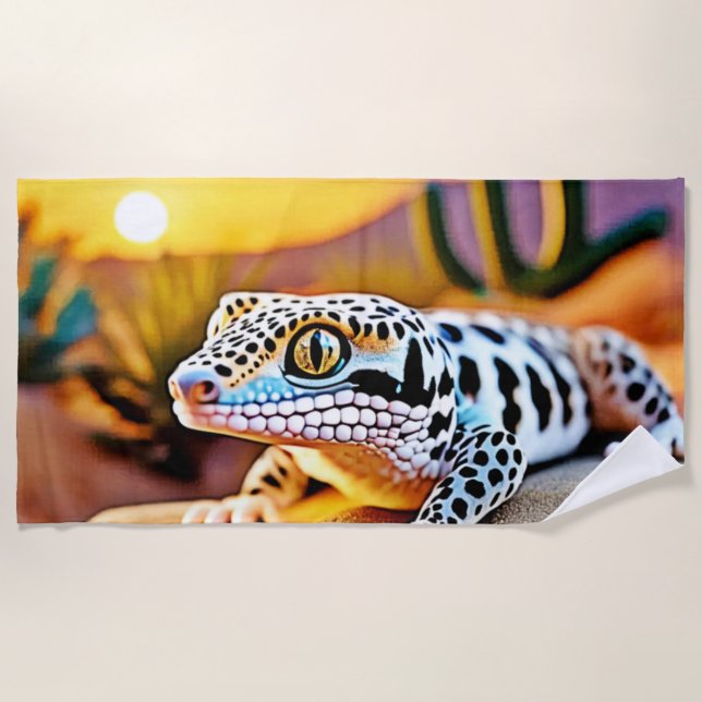 Toalha De Praia Design do Deserto de Gecko Leopard (Frente)