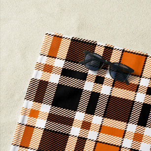 Toalha De Praia Design do Padrão do Flannel Branco Laranja Preto d