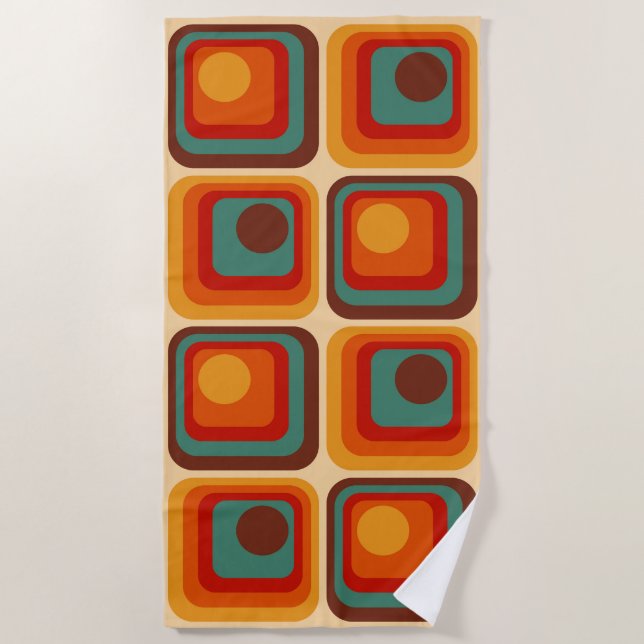 Toalha De Praia Design Geométrico do Estilo Retroativo dos anos 70 (Frente)