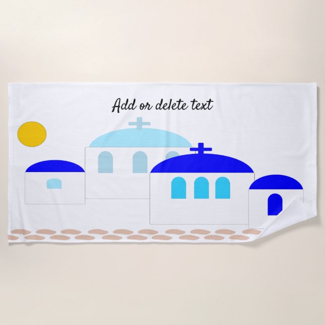 Toalha De Praia Design Grego Basta Adicionar Texto (Frente)