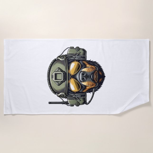 Toalha De Praia Design Militar Rottweiler (Frente)