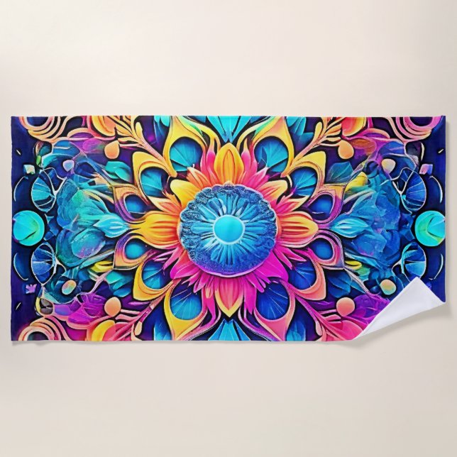 Toalha De Praia Design Psychedelic Mandala (Frente)
