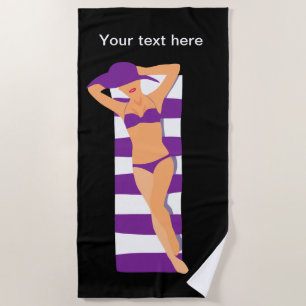 Toalha De Praia Design Sunbathing engraçado da menina