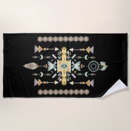 Toalha De Praia Design tribal amarelo e verde