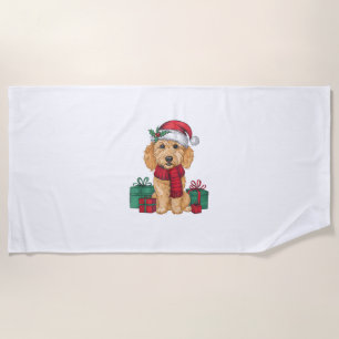 Toalha De Praia Desorte do Partido Xmas Papais noeis Goldendoodle